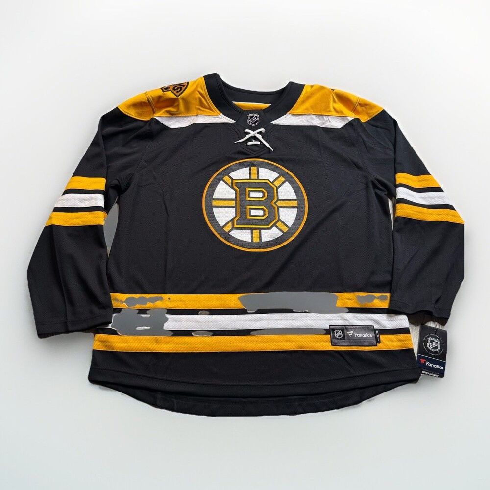 Boston Bruins Jersey Men’s XL Black Fanatics Breakaway Lace Up NHL Hockey NWT